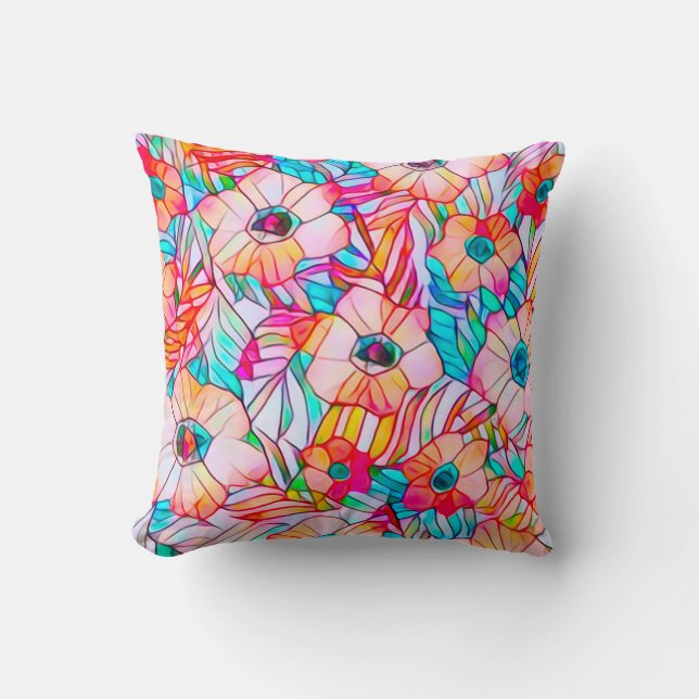 Poppies & Palm Fronds Kissen (Vorderseite)