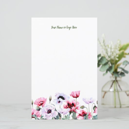 Poppies Personalisiert Stationery (Stehend Vorderseite)