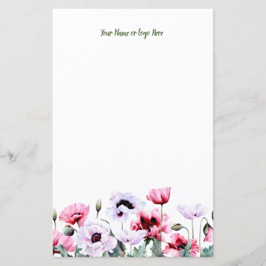Poppies Personalisiert Stationery (Vorderseite)