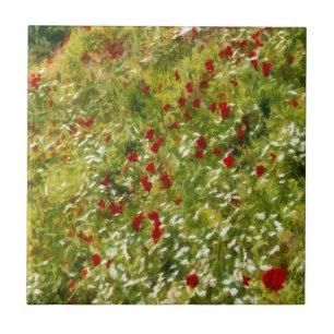 Poppies Pointillism Art Abstrakt Art Fliese