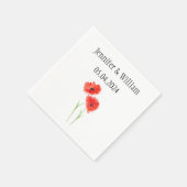 Poppies Poppy Blume Aquarell Rote Rustikale Hochze Serviette (Ecke)
