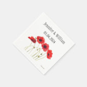 Poppies Poppy Blume Aquarell Rote Rustikale Hochze Serviette (Ecke)