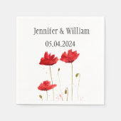 Poppies Poppy Blume Aquarell Rote Rustikale Hochze Serviette (Vorderseite)