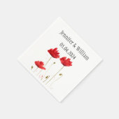 Poppies Poppy Blume Aquarell Rote Rustikale Hochze Serviette (Ecke)