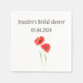 Poppies Poppy Blume Aquarell Rotes Brautparty Serviette (Vorderseite)