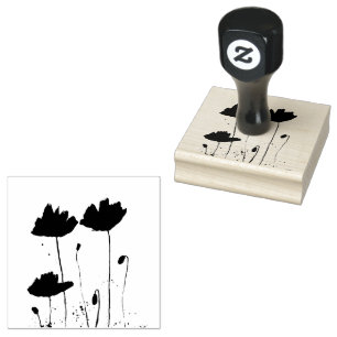 Poppies Poppy Floral Rustikales Vintages Handwerk Gummistempel