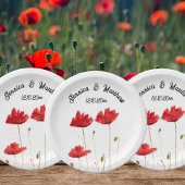 Poppies Poppy Rote Blüte Wasserfarben Hochzeiten Pappteller