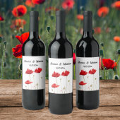 Poppies Poppy Rote Blüte Wasserfarben Hochzeiten Weinetikett