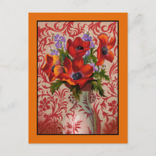 Poppies Postkarte mit orangefarbener Grenze