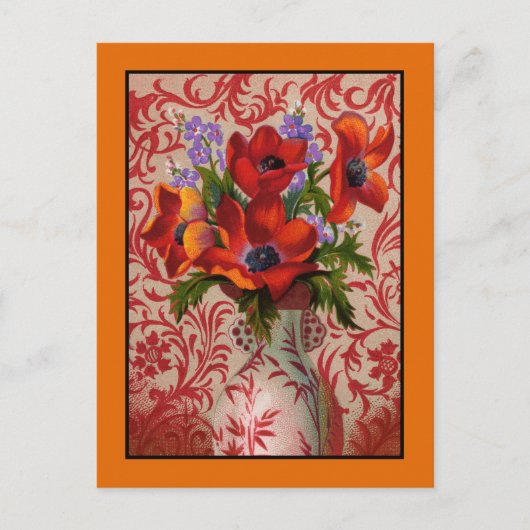 Poppies Postkarte mit orangefarbener Grenze (Vorderseite)