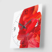 Poppies Quadratische Wanduhr (Winkel)