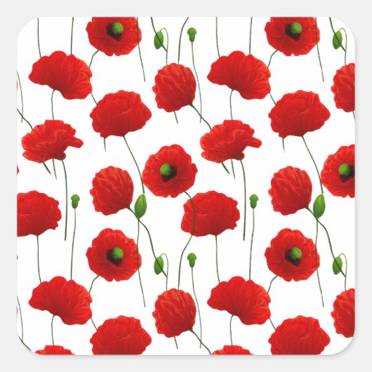 Poppies Quadratischer Aufkleber (Vorderseite)