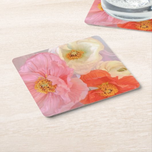 Poppies Rechteckiger Pappuntersetzer (angewinkelt)