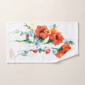 Poppies Rot Drei fröhliche Long Stemmed Watercolor Handtuch (Handtuch)