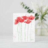 Poppies rot florale Aquarell Natur rustikaler Mohn Postkarte (Stehend Vorderseite)