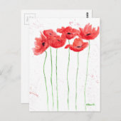Poppies rot florale Aquarell Natur rustikaler Mohn Postkarte (Vorne/Hinten)
