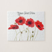 Poppies rote Blume Aquarell Wildblume Natur J Puzzle (Horizontal)