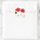 Poppies rote Blume Aquarellfarben rustikale Wildbl Quadratischer Aufkleber (Tasche)