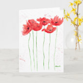 Poppies rote Blume Aquarellmohn Karte (Gelbe Blume)