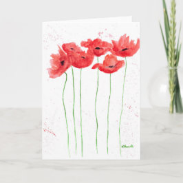 Poppies rote Blume Aquarellmohn Karte