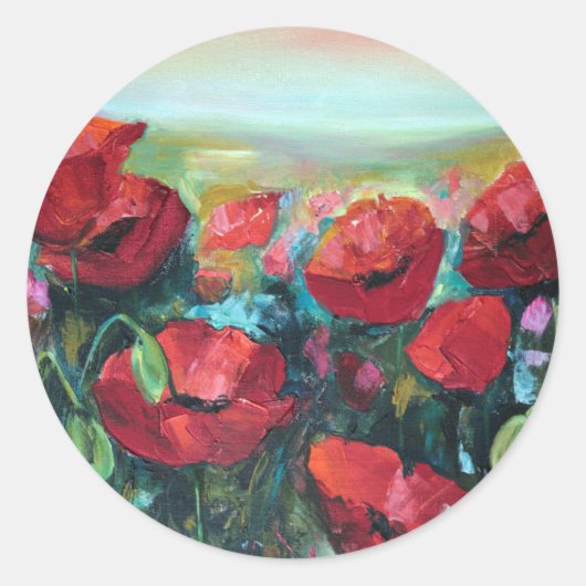 Poppies Runder Aufkleber (Vorderseite)