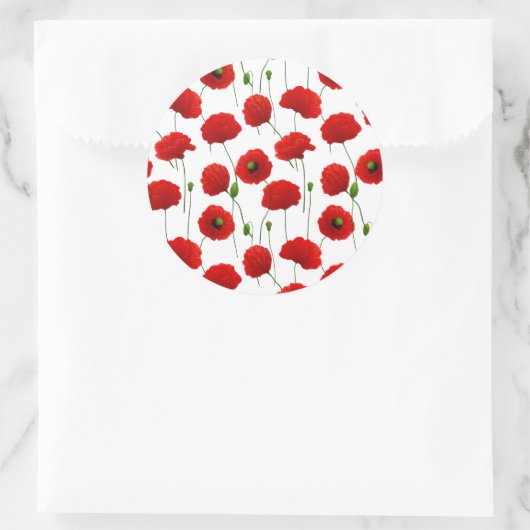 Poppies Runder Aufkleber (Tasche)