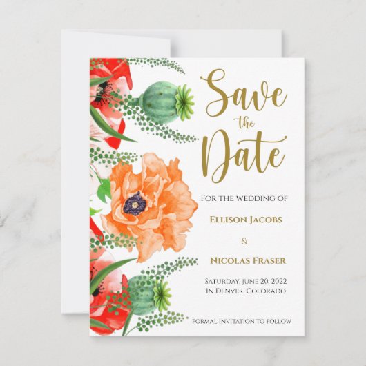 Poppies Save the Date (Vorderseite)