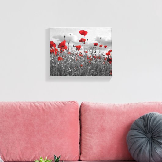 Poppies schwarz, weiß und rot leinwanddruck (Insitu (Wohnzimmer))