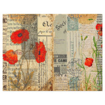 Poppies Scrapbook Paper Vintag Shabby Chic Craft