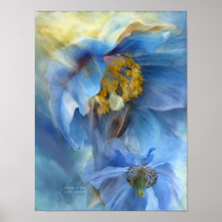 Poppies so Blue Art Poster/Print Poster
