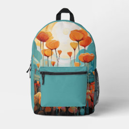 Poppies Sonnenaufgang blauer individuelle Name Bedruckter Rucksack