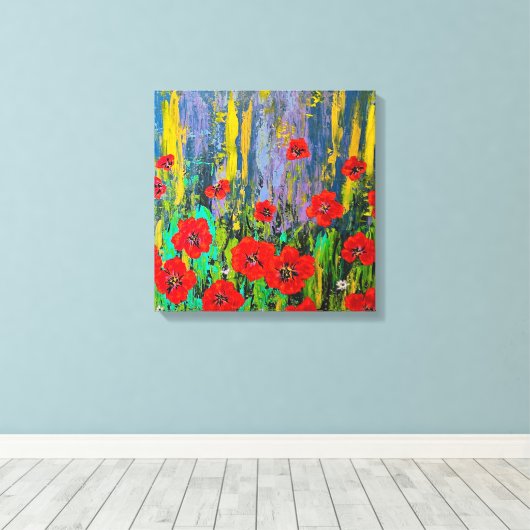 Poppies Stretched Canvas Print Leinwanddruck (Insitu (Holzboden))