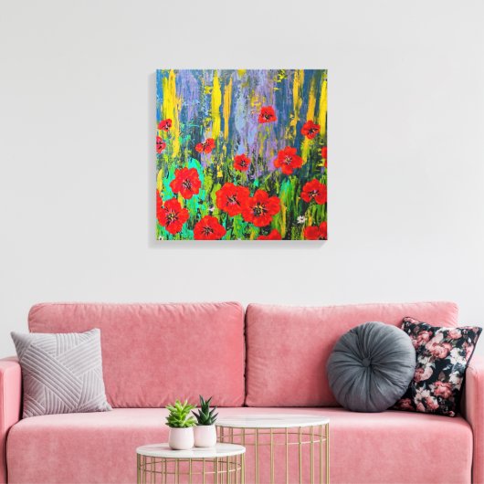 Poppies Stretched Canvas Print Leinwanddruck (Insitu (Wohnzimmer))