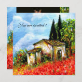 POPPIES TUSCANY LANDSCAPE Red Blume Fields Black Einladung (Vorne/Hinten)