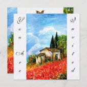 POPPIES TUSCANY LANDSCAPE Red Blume Fields White Einladung (Vorne/Hinten)