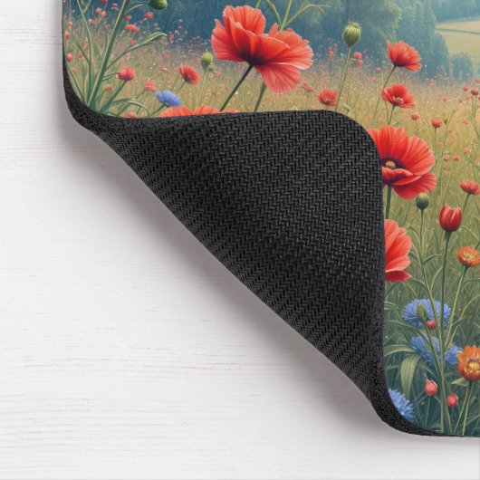 Poppies und Dahlia Field Mousepad (Ecke)