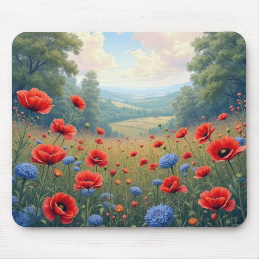 Poppies und Dahlia Field Mousepad (Vorne)