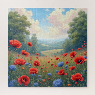 Poppies und Dahlia Field Puzzle