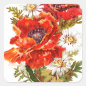 Poppies und Daisies Quadratischer Aufkleber (Vorderseite)