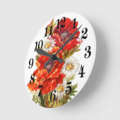 Poppies und Daisies Runde Wanduhr (Winkel)