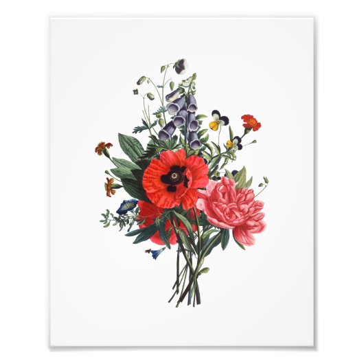 Poppies und Foxgloves Bouquet Fotodruck (Vorne)