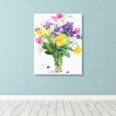 Poppies und Geranien Leinwanddruck (Insitu (Holzboden))