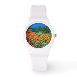 Poppies und Popcorn-Wildblumen in Kalifornien Armbanduhr
