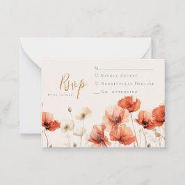 Poppies und Wildblumen, die RSVP Hochzeit Mitteilungskarte