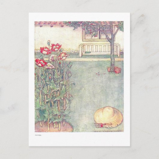 Poppies Vintag Children's Illustration Postcard Postkarte (Vorderseite)