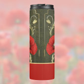 Poppies Vintage Gold Red Art Nouveau Thermosbecher