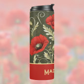 Poppies Vintage Gold Red Art Nouveau Thermosbecher