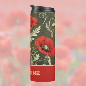 Poppies Vintage Gold Red Art Nouveau Thermosbecher