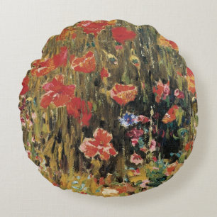 Poppies von Robert Vonnoh, Vintager Impressionismu Rundes Kissen