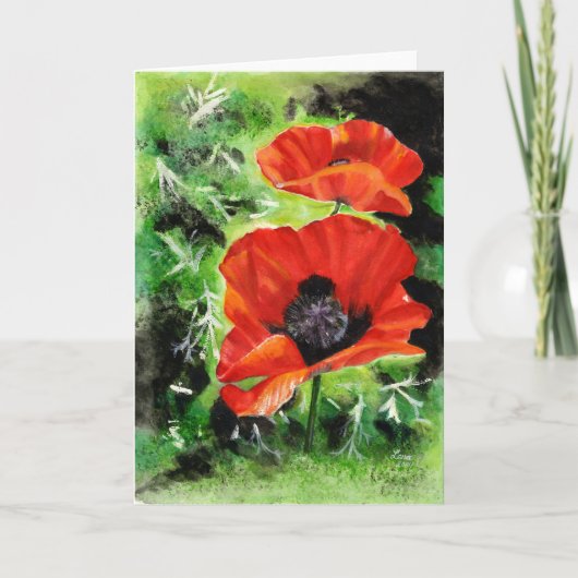 Poppies watercolor art greeting card karte (Vorderseite)